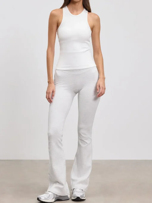 Womens Brushed Cotton Jersey Racer Vest - White