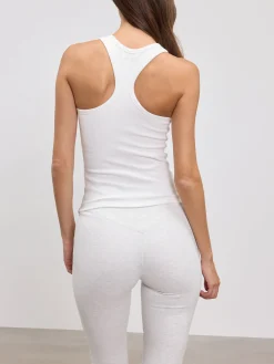 Womens Brushed Cotton Jersey Racer Vest - White