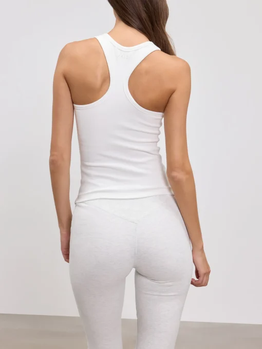 Womens Brushed Cotton Jersey Racer Vest - White