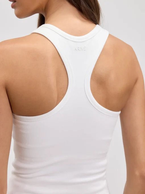 Womens Brushed Cotton Jersey Racer Vest - White