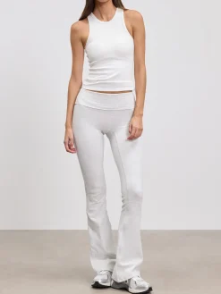 Womens Brushed Cotton Jersey Racer Vest - White
