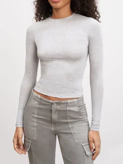 Womens Cotton Jersey Long Sleeve T-Shirt - Marl Grey