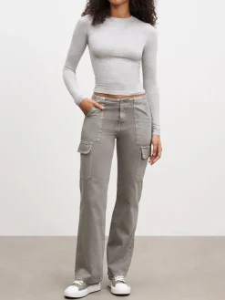 Womens Cotton Jersey Long Sleeve T-Shirt - Marl Grey
