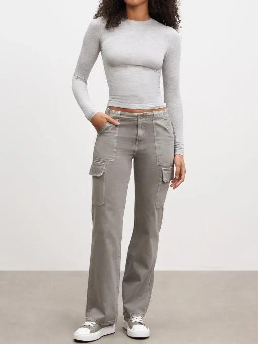 Womens Cotton Jersey Long Sleeve T-Shirt - Marl Grey