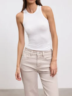 Womens Cotton Jersey Racer Vest - White