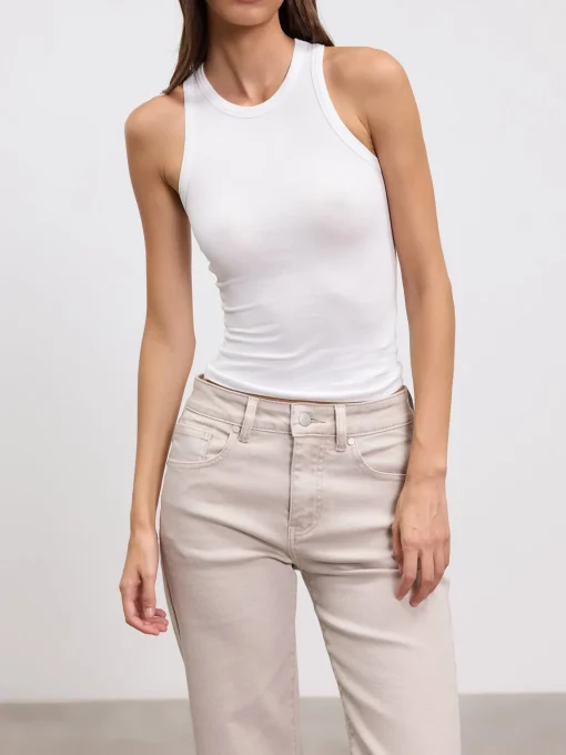 Womens Cotton Jersey Racer Vest - White