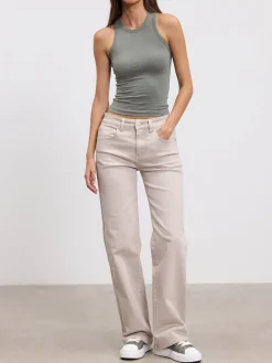 Womens Cotton Jersey Racer Vest - Sage