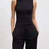Womens Cotton Modal Round Neck Vest - Black