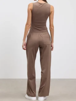 Womens Cotton Modal Round Neck Vest - Taupe