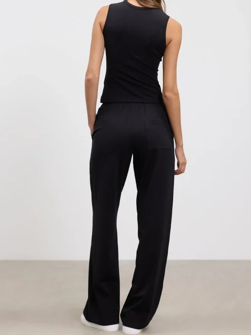 Womens Cotton Modal Round Neck Vest - Black