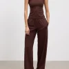 Womens Cotton Modal Wide Leg Pull On Trouser - Brown