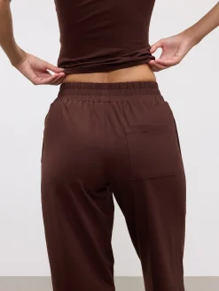 Womens Cotton Modal Wide Leg Pull On Trouser - Brown