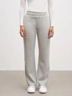 Womens Knitted Straight Leg Jogger - Marl Grey