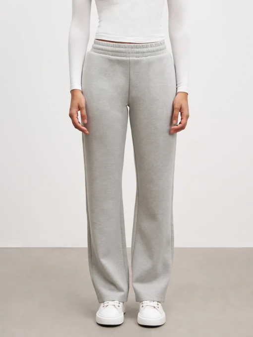 Womens Knitted Straight Leg Jogger - Marl Grey