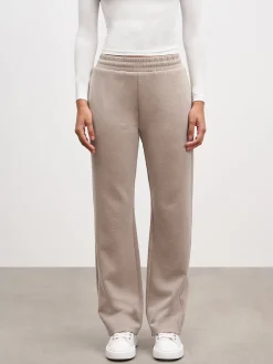 Womens Knitted Straight Leg Jogger - Stone