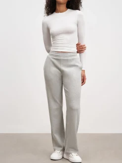 Womens Knitted Straight Leg Jogger - Marl Grey