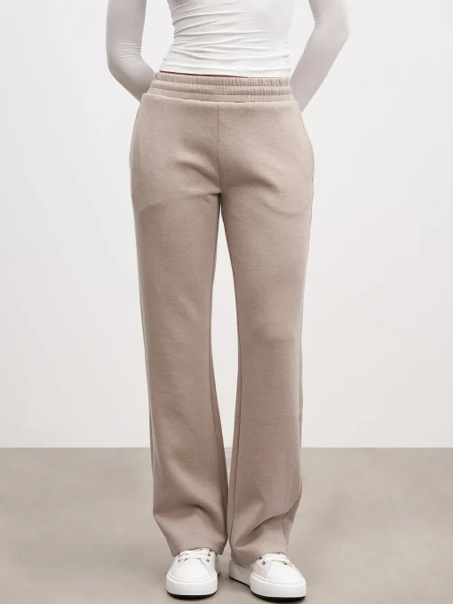 Womens Knitted Straight Leg Jogger - Stone