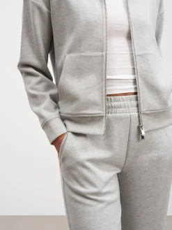 Womens Knitted Straight Leg Jogger - Marl Grey