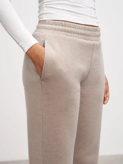 Womens Knitted Straight Leg Jogger - Stone