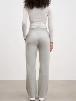 Womens Knitted Straight Leg Jogger - Marl Grey
