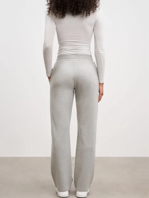 Womens Knitted Straight Leg Jogger - Marl Grey