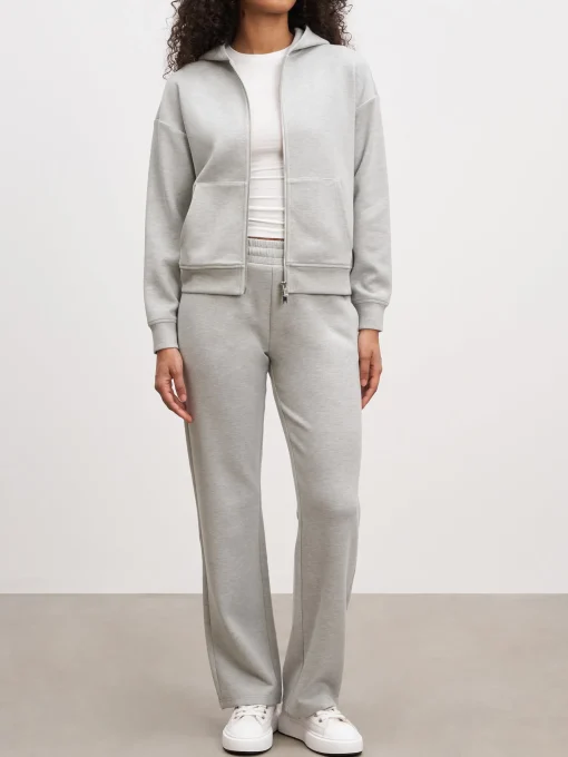 Womens Knitted Straight Leg Jogger - Marl Grey