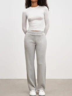 Womens Knitted Straight Leg Jogger - Marl Grey