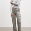 Womens Mid Rise Cargo Pant - Grey