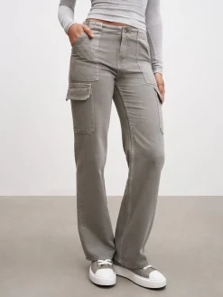 Womens Mid Rise Cargo Pant - Grey