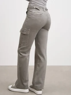 Womens Mid Rise Cargo Pant - Grey