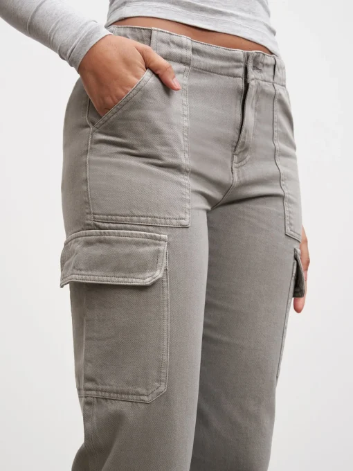Womens Mid Rise Cargo Pant - Grey