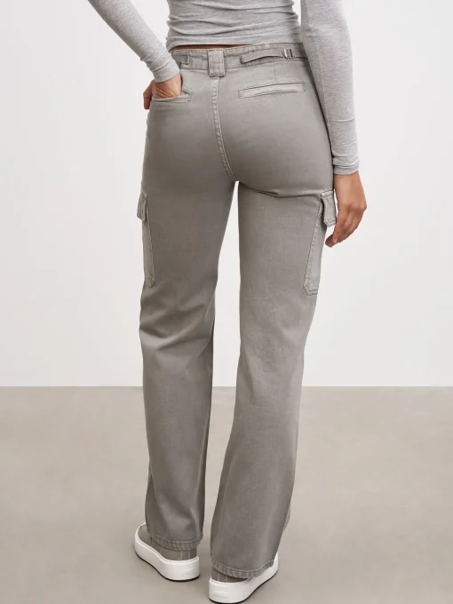 Womens Mid Rise Cargo Pant - Grey