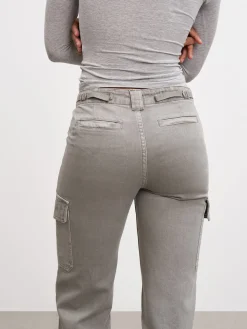 Womens Mid Rise Cargo Pant - Grey
