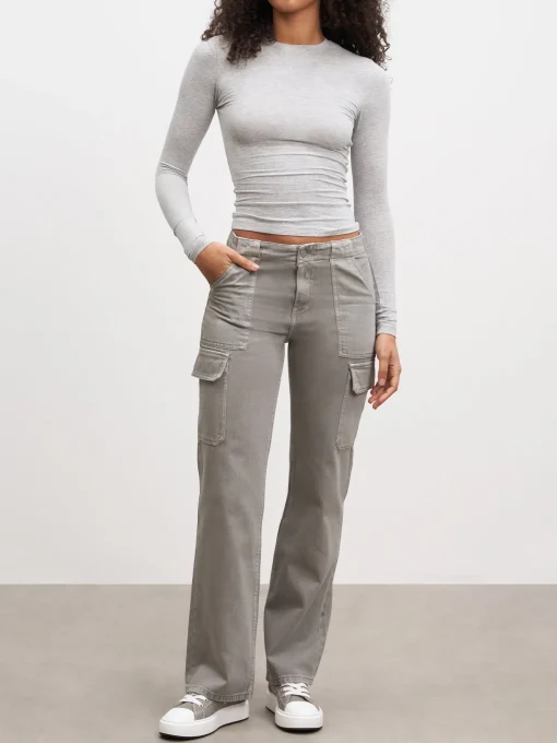 Womens Mid Rise Cargo Pant - Grey