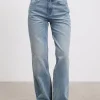 Womens Mid Rise Straight Denim Jean - Mid Blue
