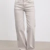 Womens Mid Rise Straight Denim Jean - Beige