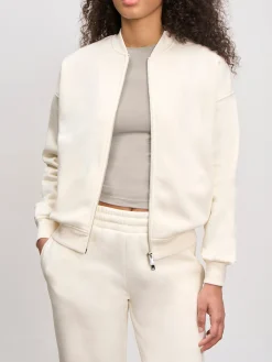 Womens Neoprene Bomber Jacket - Ecru