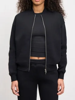 Womens Neoprene Bomber Jacket - Black
