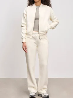 Womens Neoprene Bomber Jacket - Ecru
