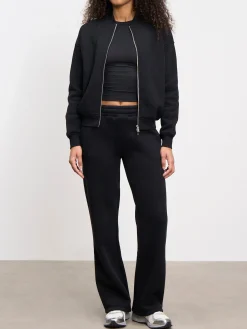 Womens Neoprene Bomber Jacket - Black