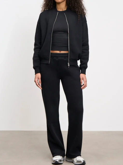 Womens Neoprene Bomber Jacket - Black