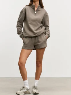 Womens Relaxed Jersey Funnel Neck - Taupe