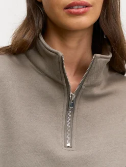 Womens Relaxed Jersey Funnel Neck - Taupe