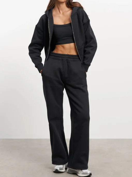 Womens Relaxed Straight Leg Jogger - Black
