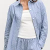 Womens Relaxed Stripe Cotton Shirt - Blue