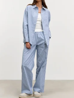 Womens Relaxed Stripe Cotton Shirt - Blue