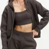 Womens Relaxed Zip Hoodie - Brown