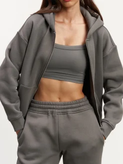 Womens Relaxed Zip Hoodie - Grey