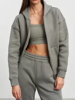 Womens Relaxed Zip Hoodie - Sage