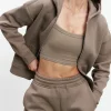 Womens Relaxed Zip Hoodie - Taupe